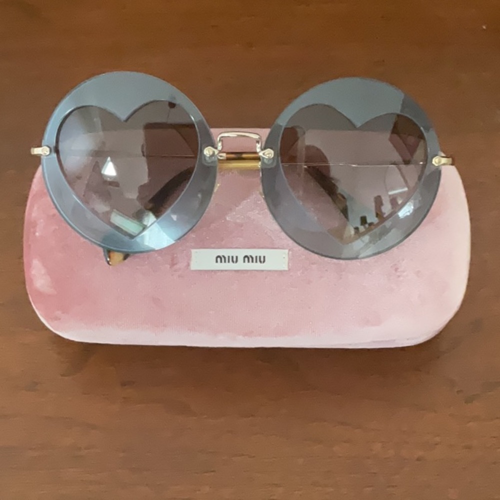 Miu Miu Blue Round Heart Sunglasses